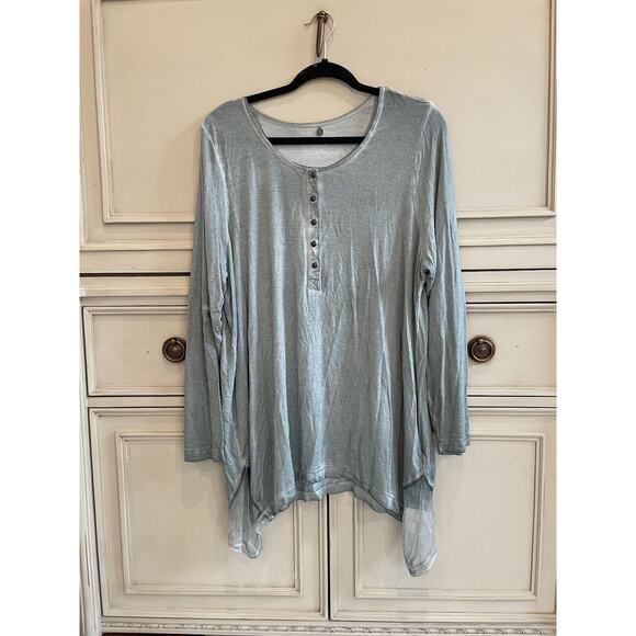 NWT Soft Surroundings Hand Dyed Green Tunic Silk Trim Plus Size 1X 3/4 Sleeve - Picture 1 of 10